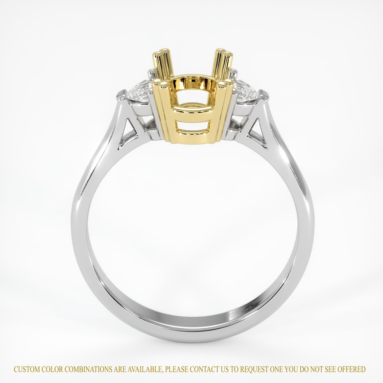 14K Yellow & White Three Stone Ring Setting