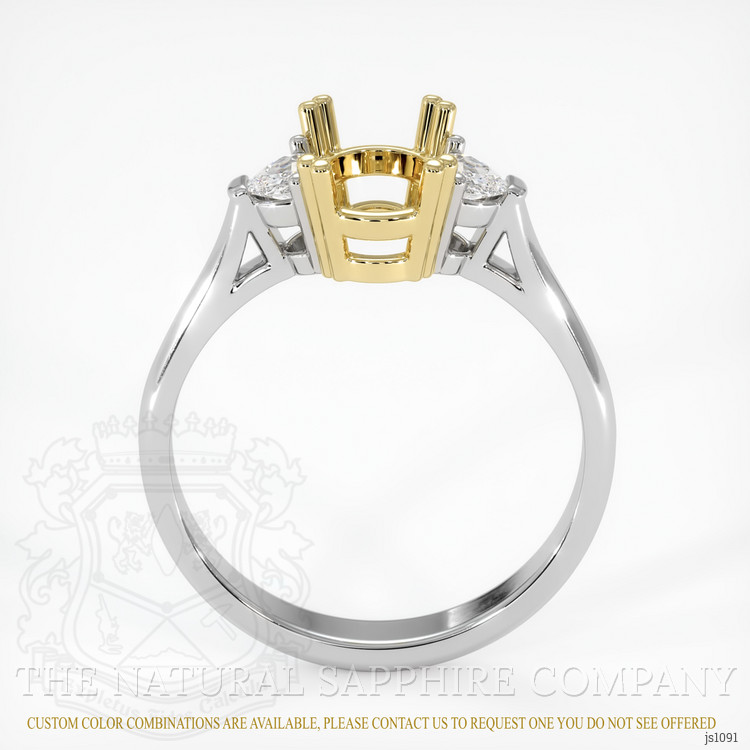 14K Yellow & White Three Stone Ring Setting