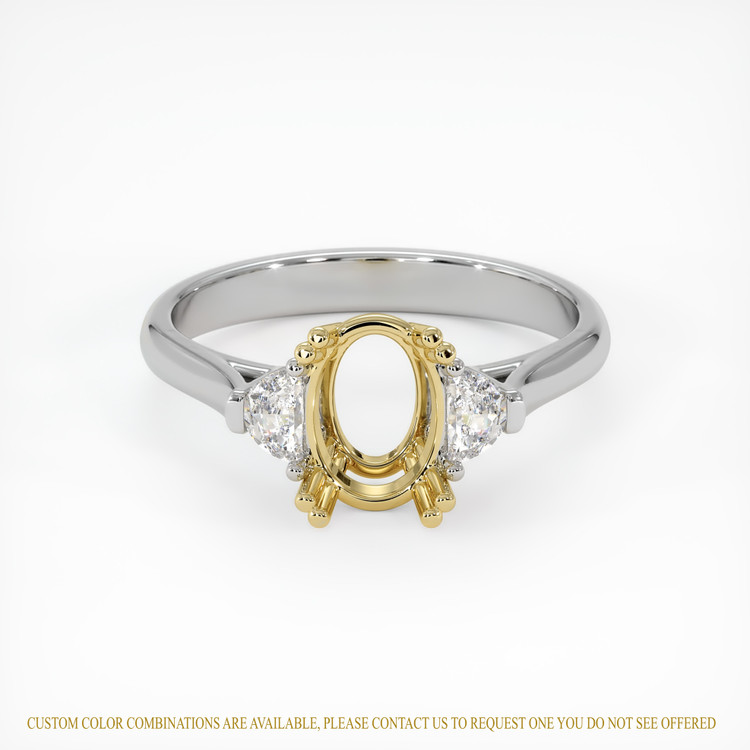 18K Yellow & White Three Stone Ring Setting