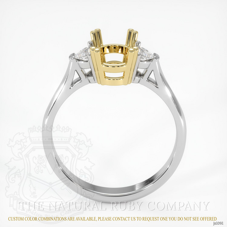 18K Yellow & White Three Stone Ring Setting