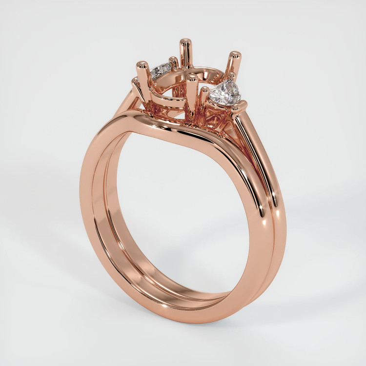 14K Rose Gold Three Stone Ring Setting