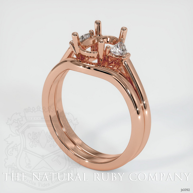 14K Rose Gold Three Stone Ring Setting