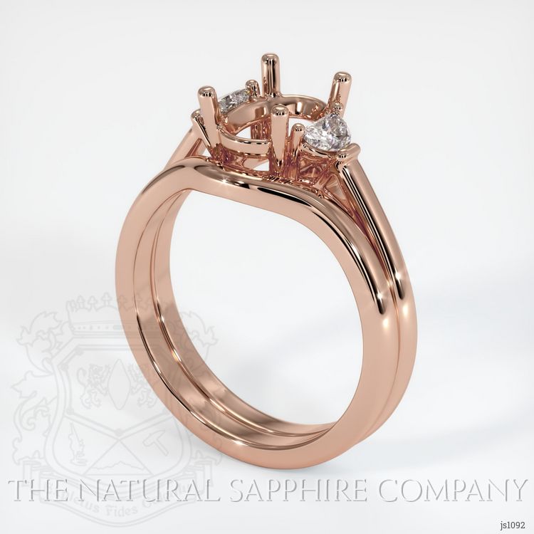 14K Rose Gold Three Stone Ring Setting