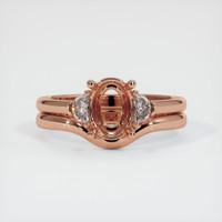 14K Rose Gold Three Stone Ring Setting Image