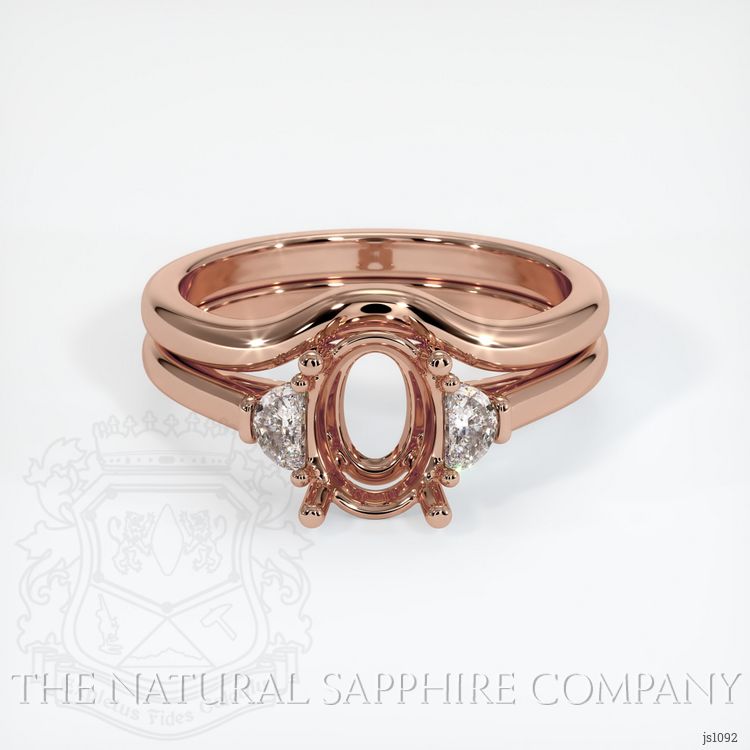 14K Rose Gold Three Stone Ring Setting