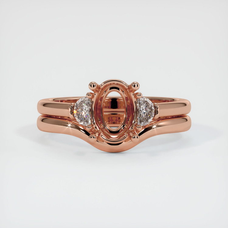 14K Rose Gold Three Stone Ring Setting