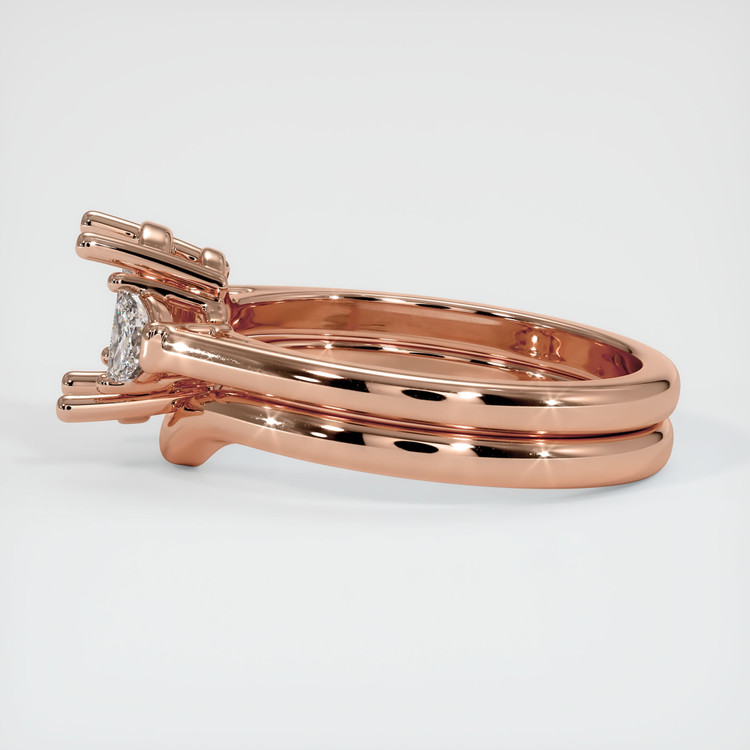 14K Rose Gold Three Stone Ring Setting