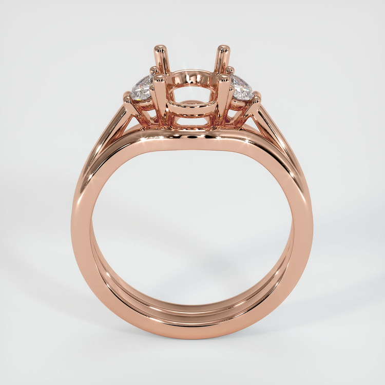 14K Rose Gold Three Stone Ring Setting
