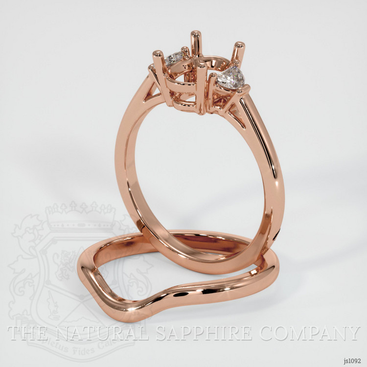 14K Rose Gold Three Stone Ring Setting