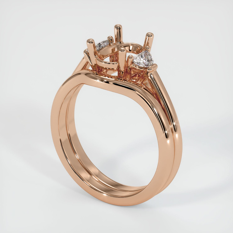 18K Rose Gold Three Stone Ring Setting