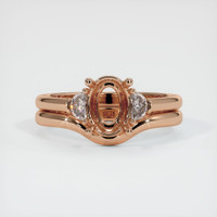 18K Rose Gold Three Stone Ring Setting Image