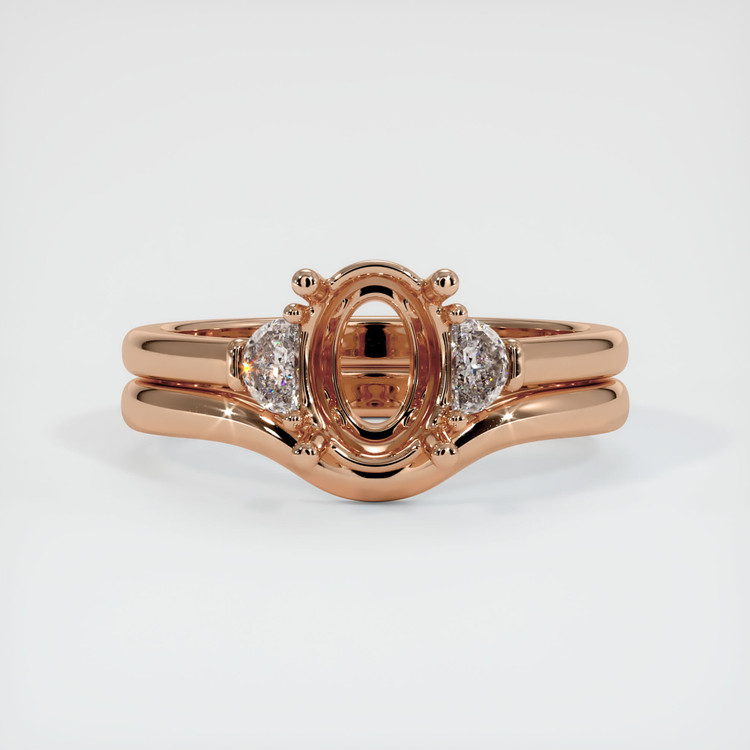 18K Rose Gold Three Stone Ring Setting