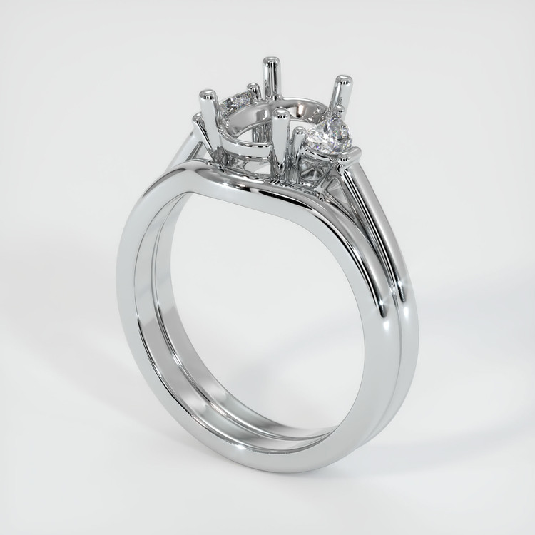 10K White Gold Three Stone Ring Setting