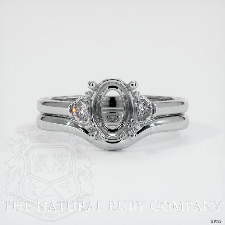 14K White Gold Three Stone Ring Setting