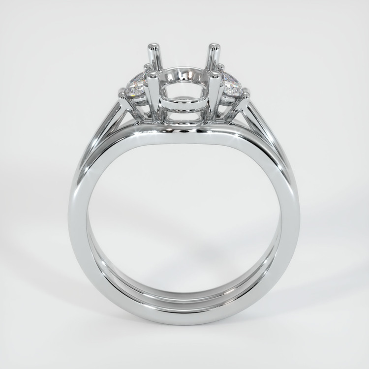 14K White Gold Three Stone Ring Setting