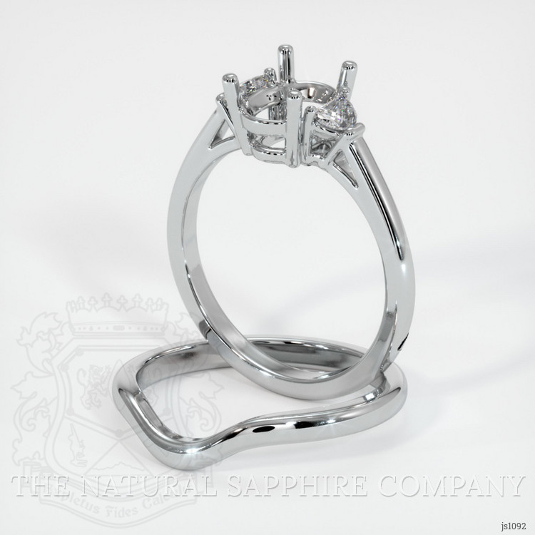 14K White Gold Three Stone Ring Setting