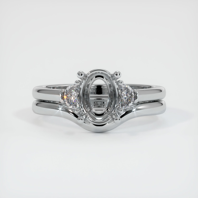18K White Gold Three Stone Ring Setting