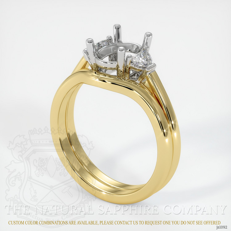 14K White & Yellow Three Stone Ring Setting