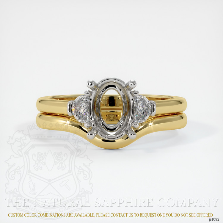 14K White & Yellow Three Stone Ring Setting