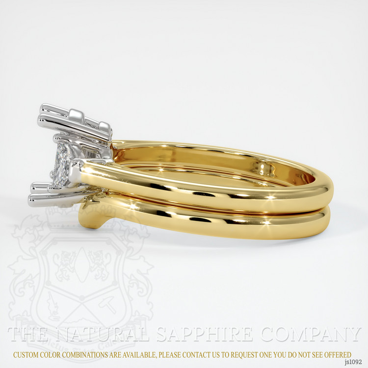 14K White & Yellow Three Stone Ring Setting