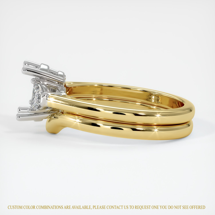 14K White & Yellow Three Stone Ring Setting