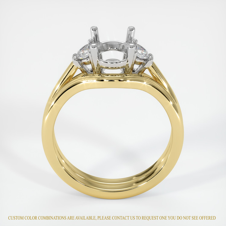 14K White & Yellow Three Stone Ring Setting