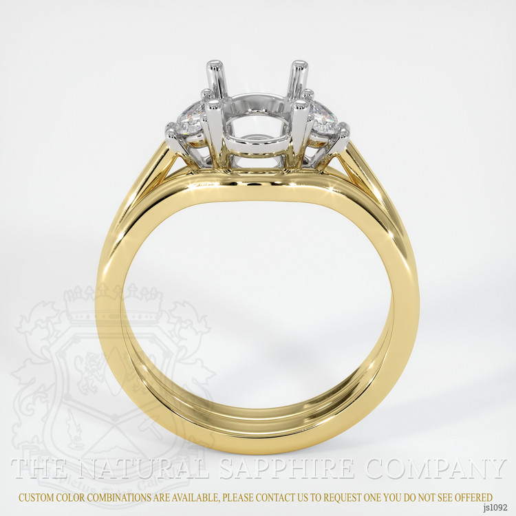 14K White & Yellow Three Stone Ring Setting