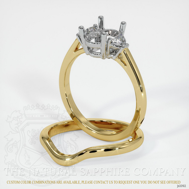 14K White & Yellow Three Stone Ring Setting