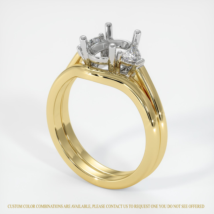 18K White & Yellow Three Stone Ring Setting