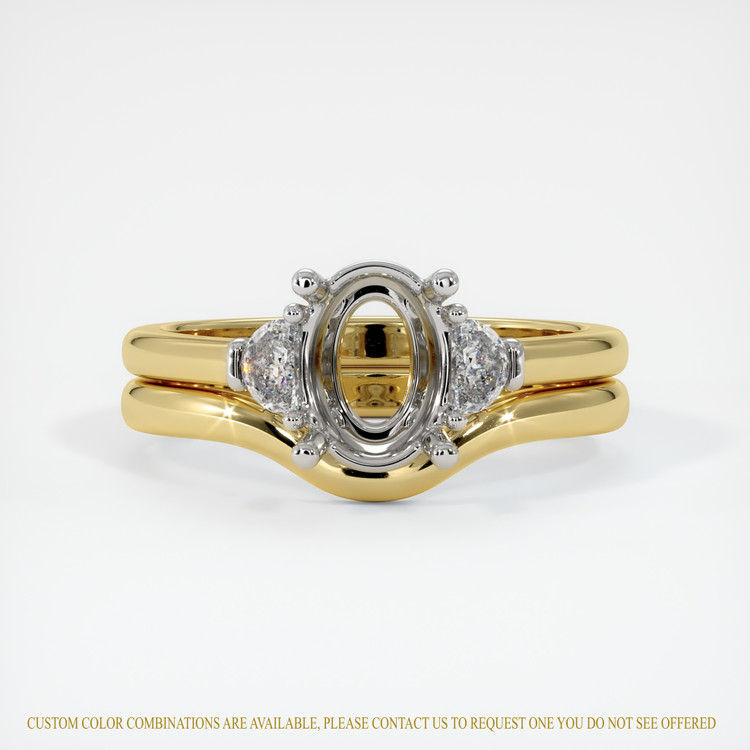 18K White & Yellow Three Stone Ring Setting