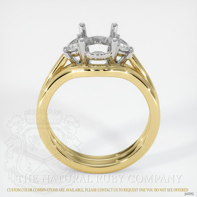 18K White & Yellow Three Stone Ring Setting