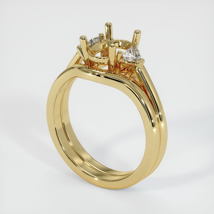 10K Yellow Gold Three Stone Ring Setting