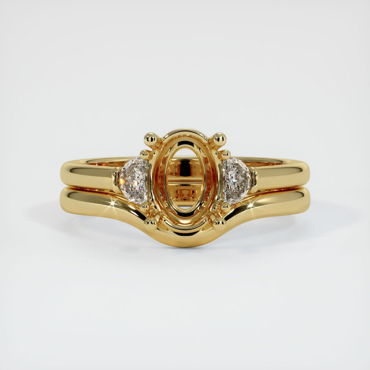 14K Yellow Gold Three Stone Ring Setting
