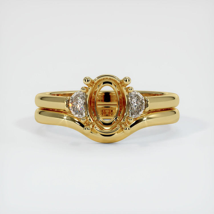 18K Yellow Gold Three Stone Ring Setting