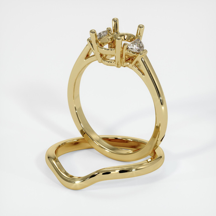 18K Yellow Gold Three Stone Ring Setting