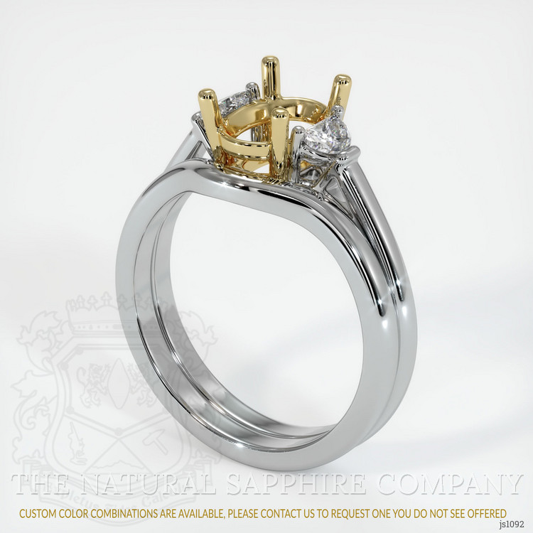 14K Yellow & White Three Stone Ring Setting