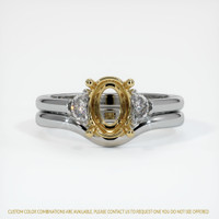 14K Yellow & White Three Stone Ring Setting Image