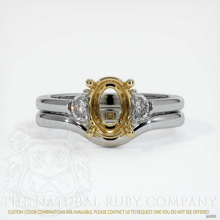 14K Yellow & White Three Stone Ring Setting