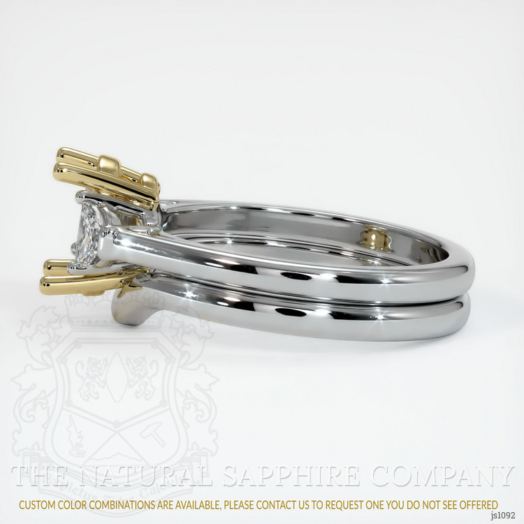 14K Yellow & White Three Stone Ring Setting