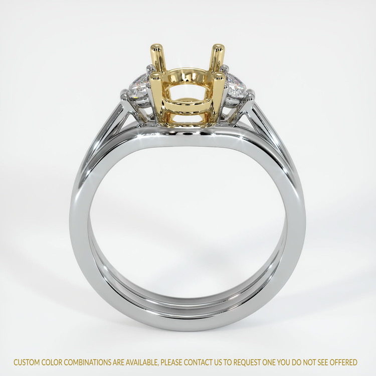 14K Yellow & White Three Stone Ring Setting