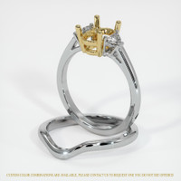 14K Yellow & White Three Stone Ring Setting Image