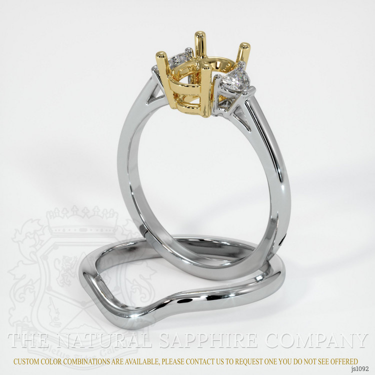 14K Yellow & White Three Stone Ring Setting