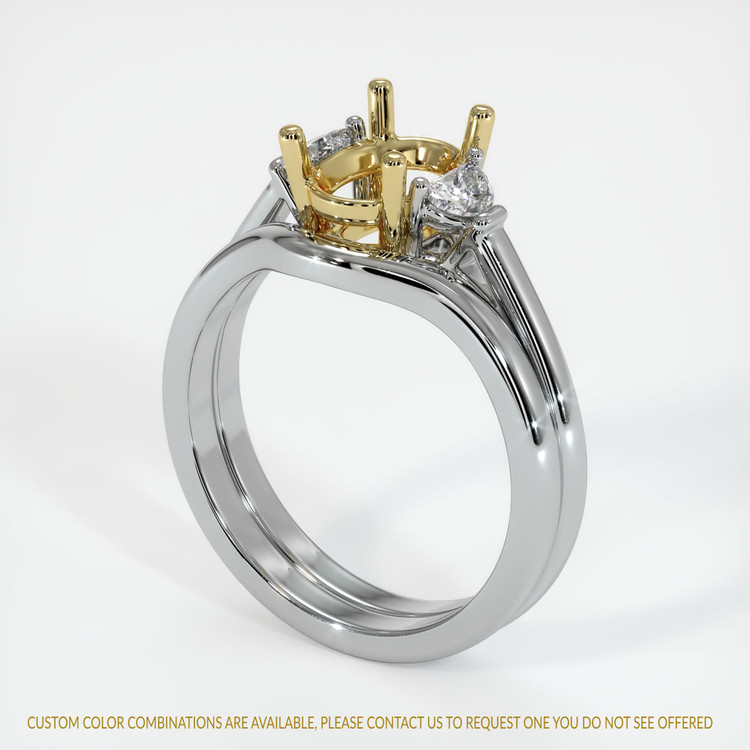 18K Yellow & White Three Stone Ring Setting