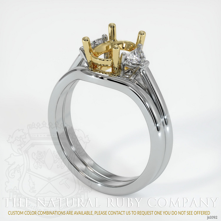 18K Yellow & White Three Stone Ring Setting