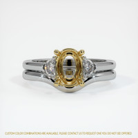 18K Yellow & White Three Stone Ring Setting Image