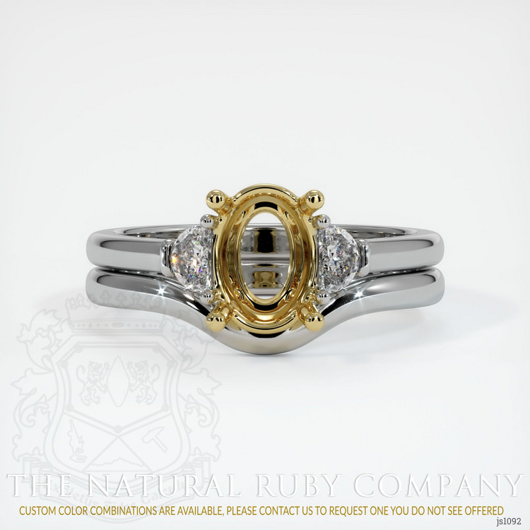 18K Yellow & White Three Stone Ring Setting