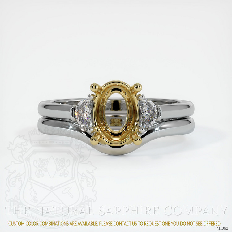 18K Yellow & White Three Stone Ring Setting