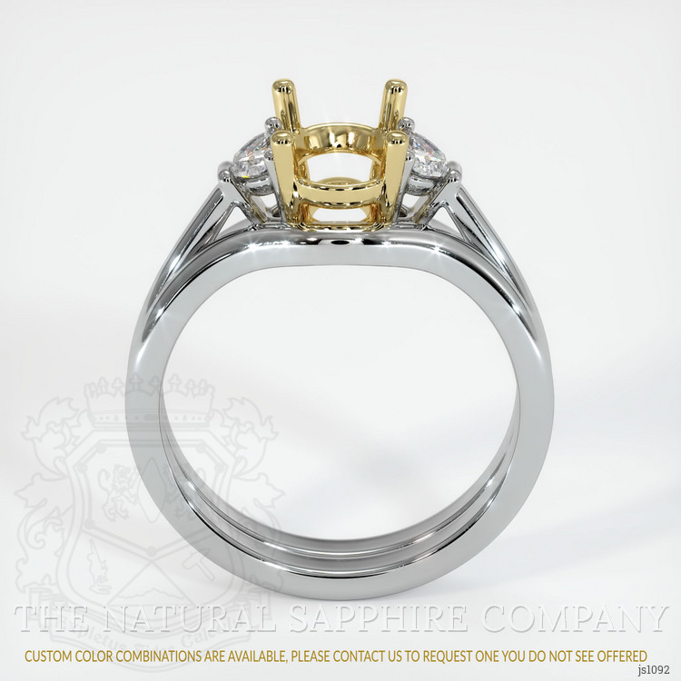 18K Yellow & White Three Stone Ring Setting