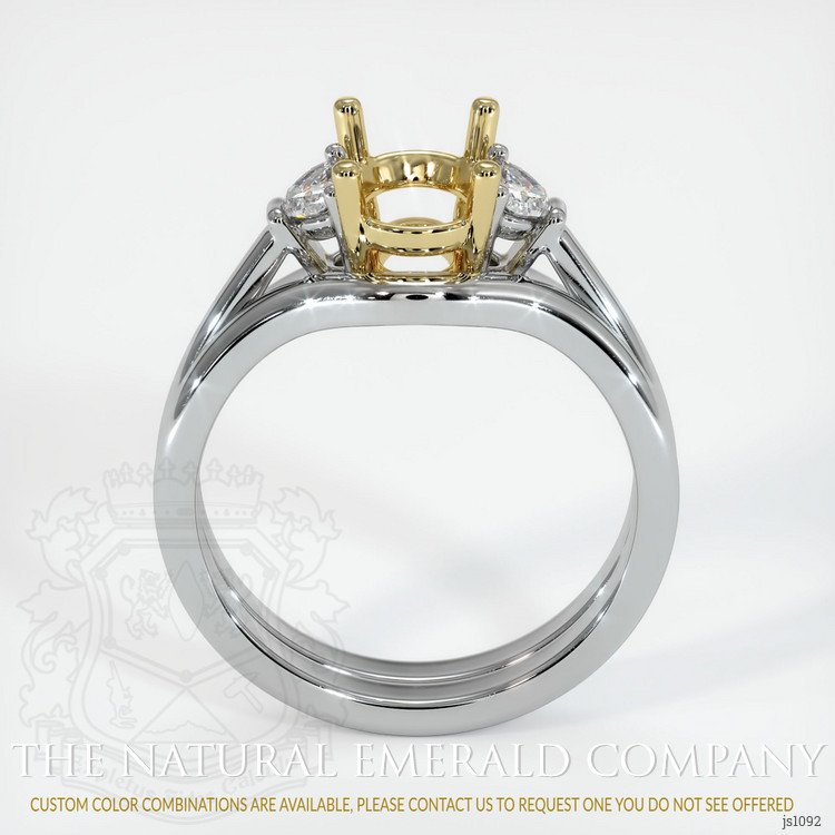 18K Yellow & White Three Stone Ring Setting