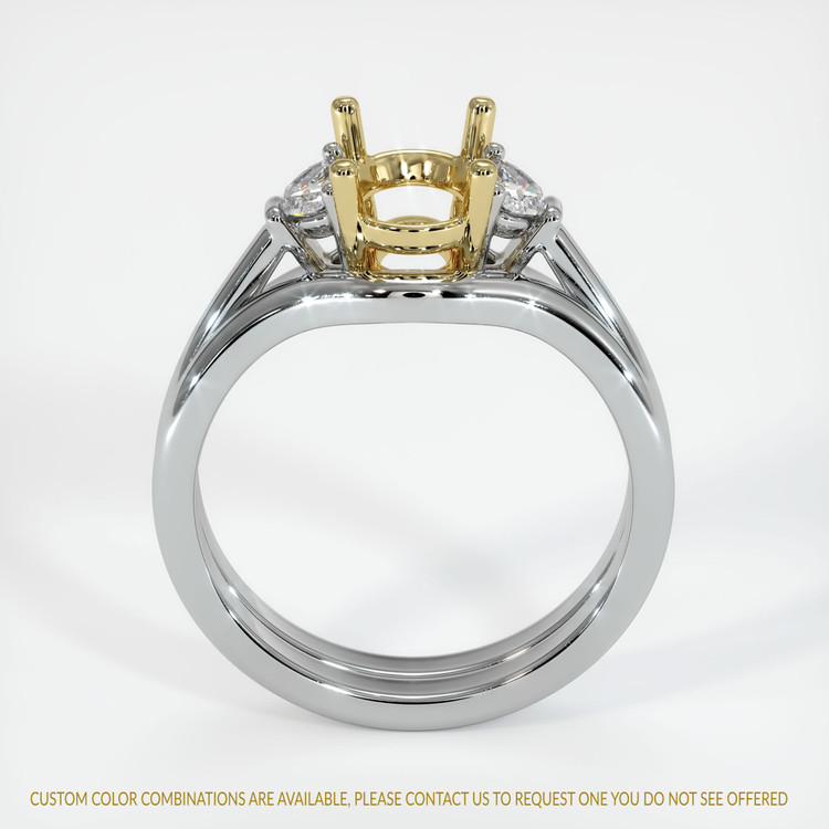 18K Yellow & White Three Stone Ring Setting